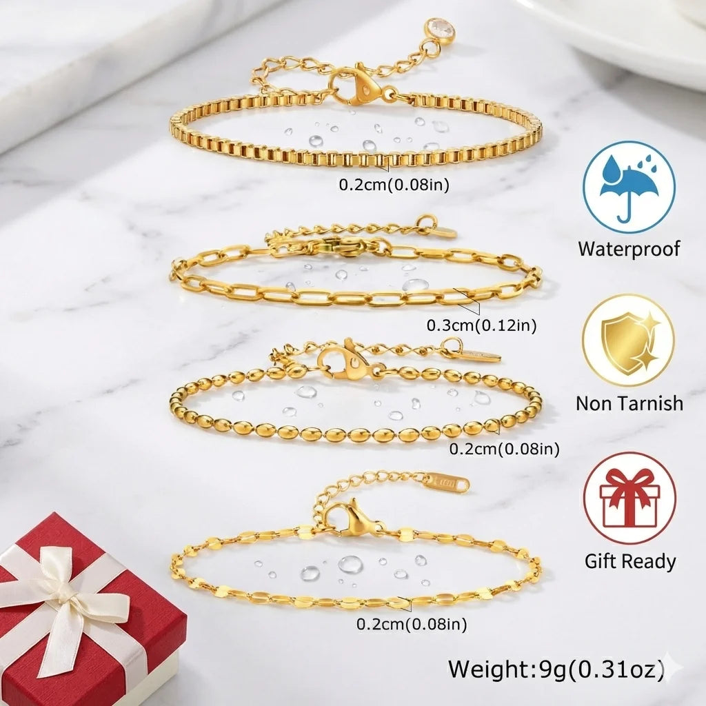 Non Tarnish Gold Plated Herringbone Bracelet