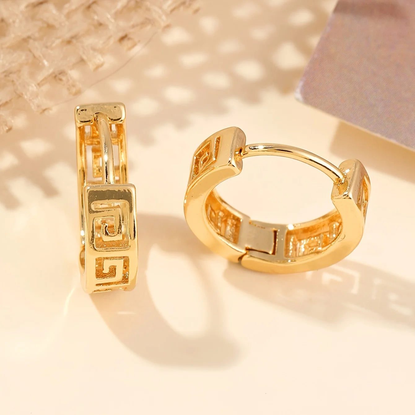 18K Gold Mesh Hoop Earrings