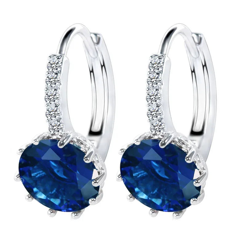 Sterling Cubic Zirconia Hoop Earrings