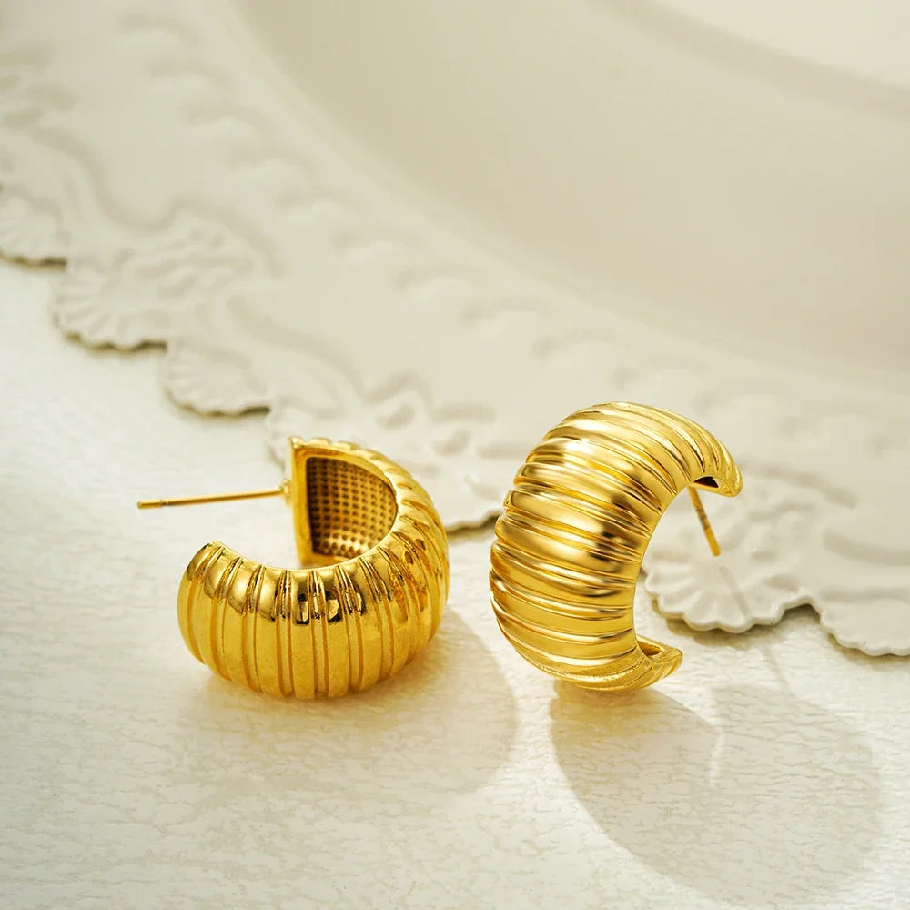 Gold Chunky C Hoop Earrings