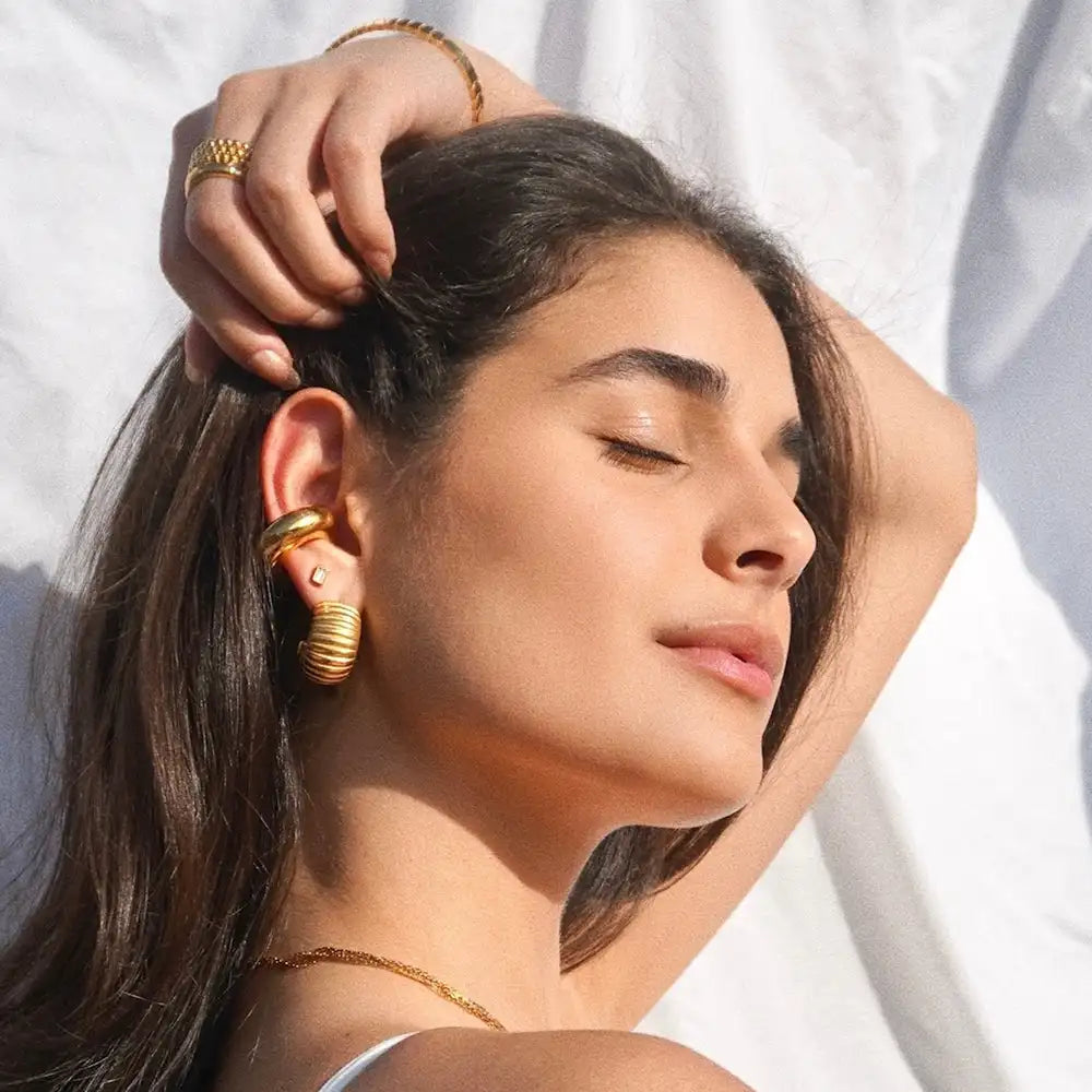 Gold Chunky C Hoop Earrings