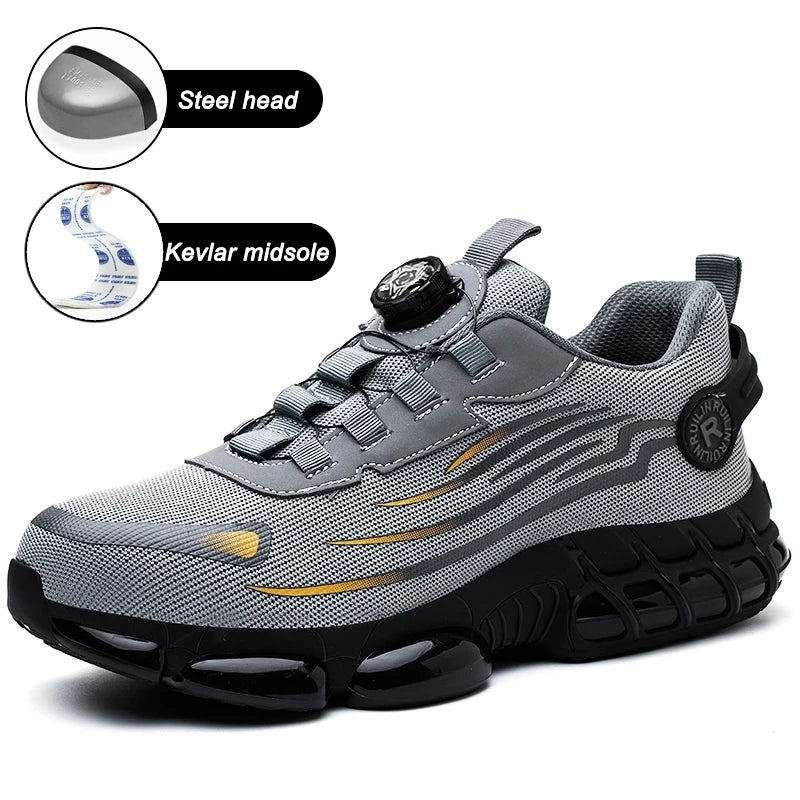 Men's Air Cushion Steel Toa Safety Work Shoes