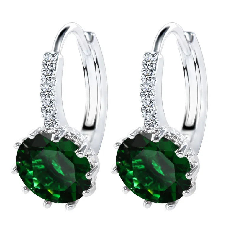 Sterling Cubic Zirconia Hoop Earrings