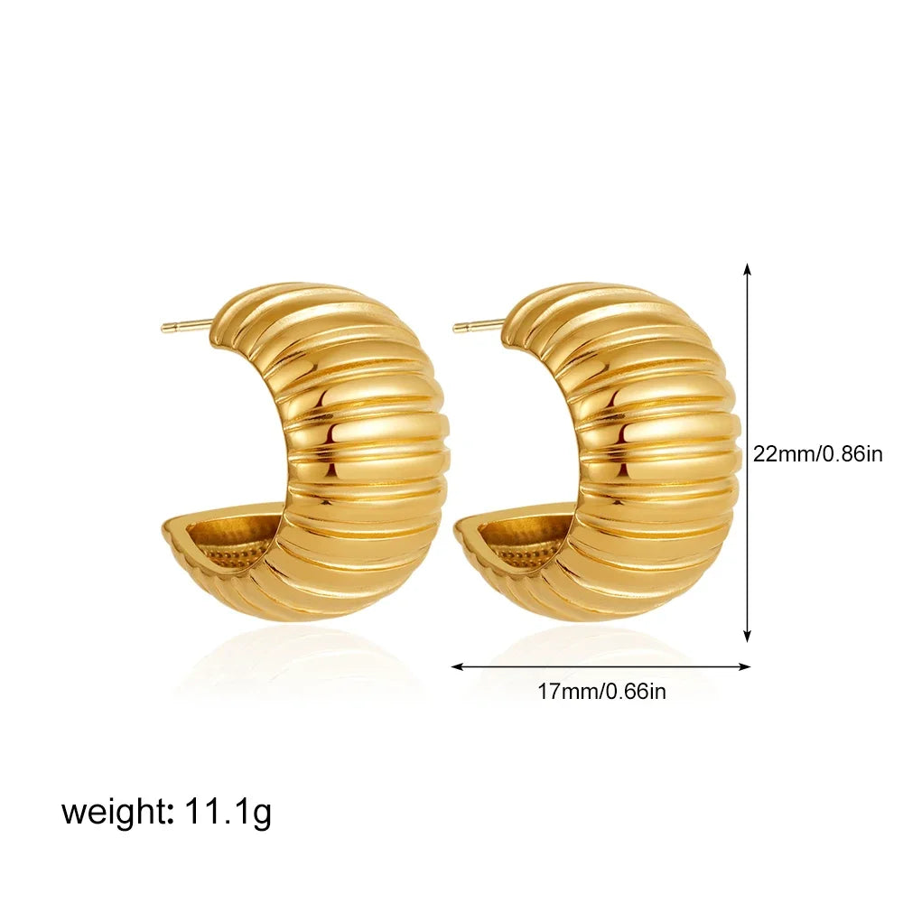 Gold Chunky C Hoop Earrings