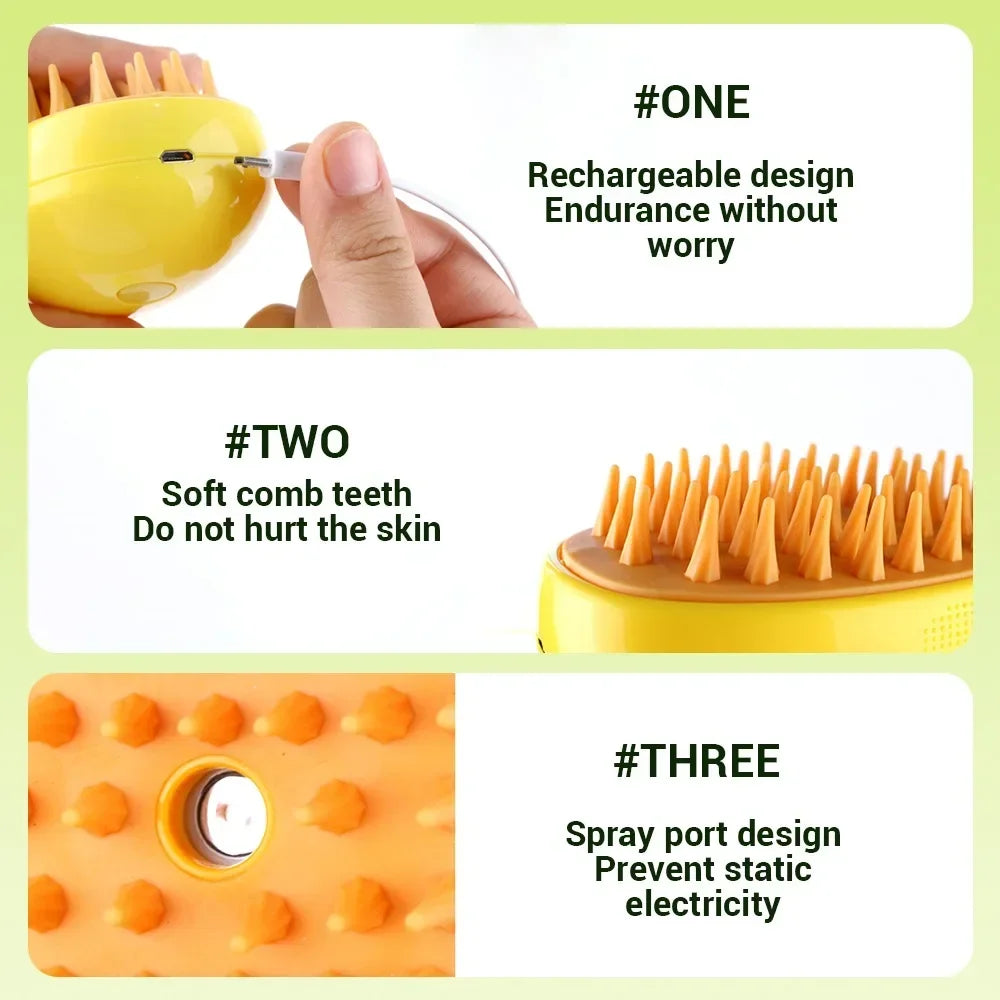 Pet Grooming Steam Brush
