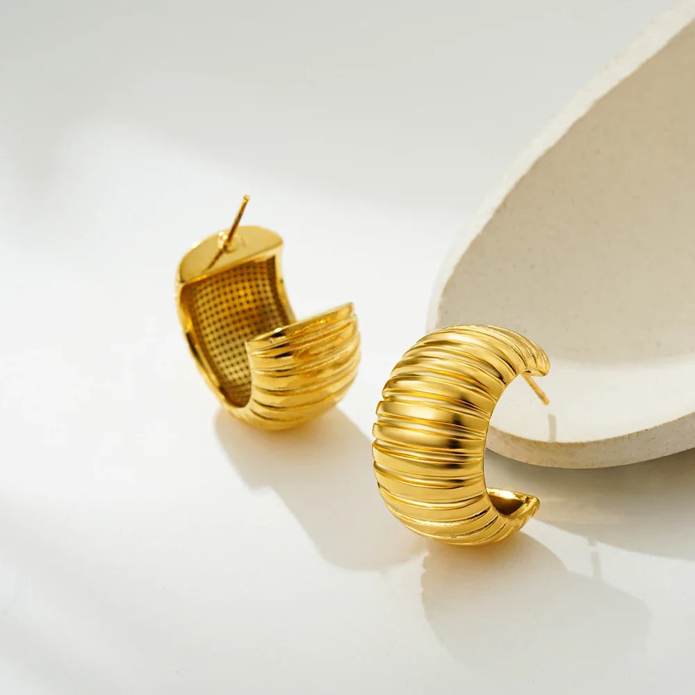 Gold Chunky C Hoop Earrings