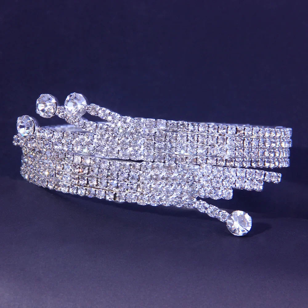 Elegant Rhinestone Open Bangle Bracelet for Women
