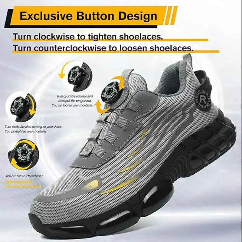 Men's Air Cushion Steel Toa Safety Work Shoes