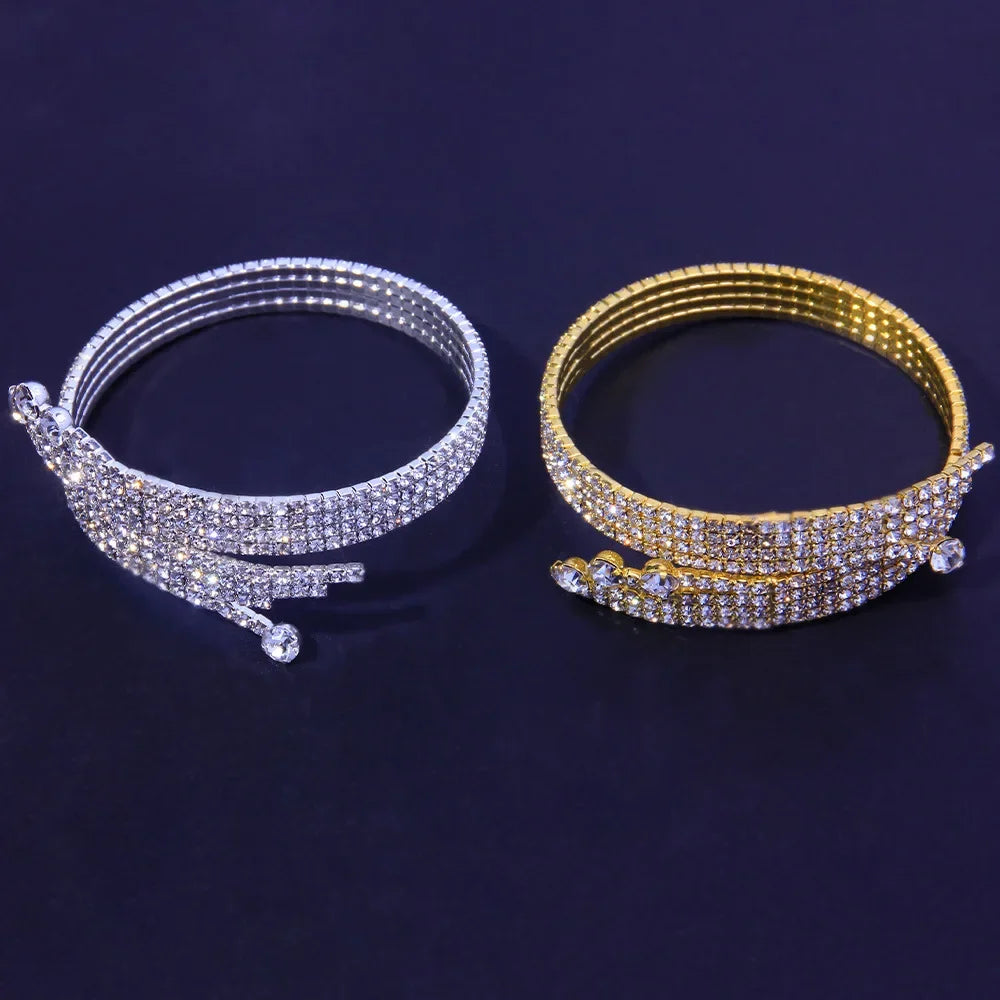 Elegant Rhinestone Open Bangle Bracelet for Women