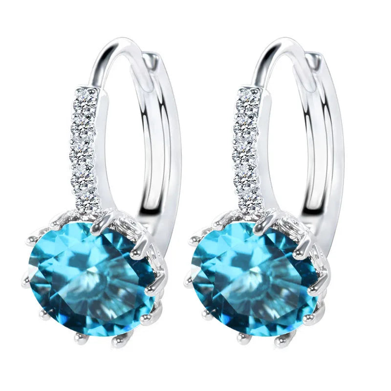 Sterling Cubic Zirconia Hoop Earrings