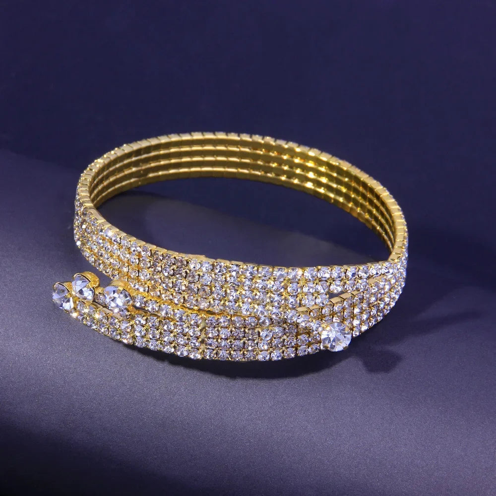 Elegant Rhinestone Open Bangle Bracelet for Women