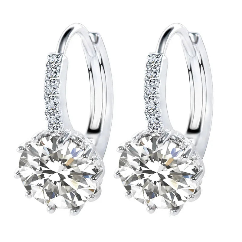 Sterling Cubic Zirconia Hoop Earrings